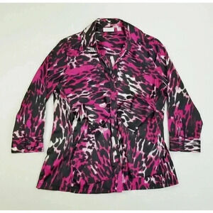 New York & Company Size Medium Women's Stretch Hidden Buttons Long Sleeve Top